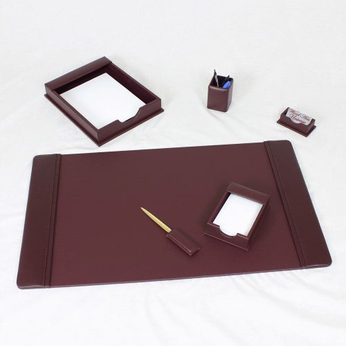Burgundy Leather 7-piece Desk Set- Top Grain Leather