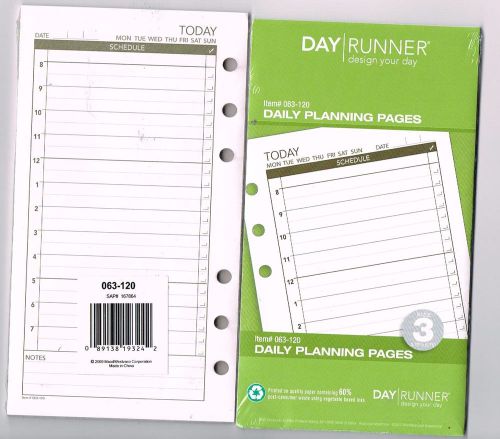 063-120 Day Runner Daily Planning Pages. Page Size 3 3/4&#034; x 6 3/4&#034;