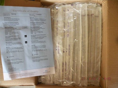 Lot of 100 new greiner bio-one serological pipette 50 ml tube qty 100 768180 for sale