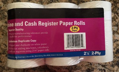 6 rolls 2 1/4&#034;x85&#039; 2-ply cash register adding machine calculator paper rolls for sale