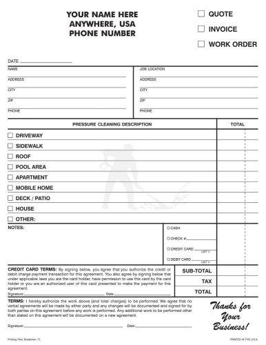 100 2-part Pressure Washing Cleaning Invoice