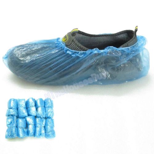 50 Pairs Disposable Plastic Shoe Covers Carpet Cleaning Blue Overshoe Dust-proof