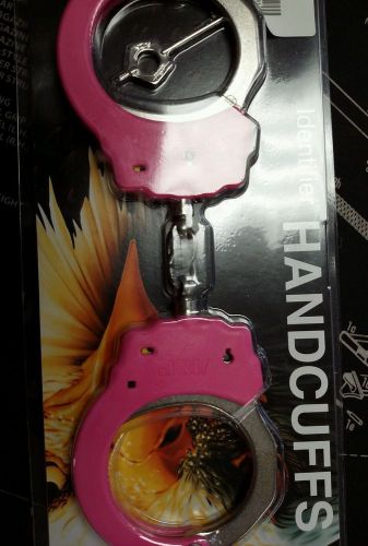 chain handcuffs pink steel finish