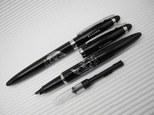 3pcs  LUOSHI Fountain pen Fine free Poky 5 cartridges black ( BLACK )