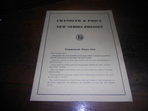 CHANDLER &amp; PRICE (C&amp;P) NEW SERIES LETTERPRESS PARTS MANUAL