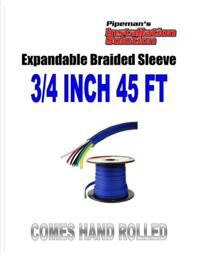 3/4&#034; 45 feet Blue Expandable Braided Sleeving Flexible Car Wiring Tubing Audio