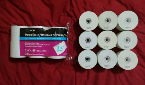 6 NCR 2-Ply White Paper Rolls &amp; 9 misc. 1-Ply Paper Rolls