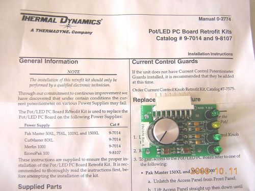 Thermal Dynamics 9-7014 current control pot/led PC board retrofit kit
