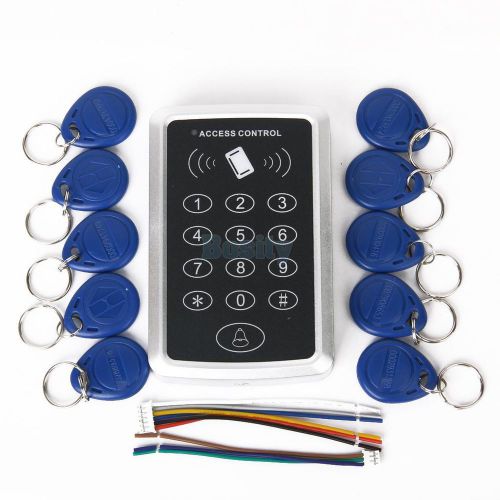 Door entry lock access control system + 10 keyfobs 1000 user em card password for sale