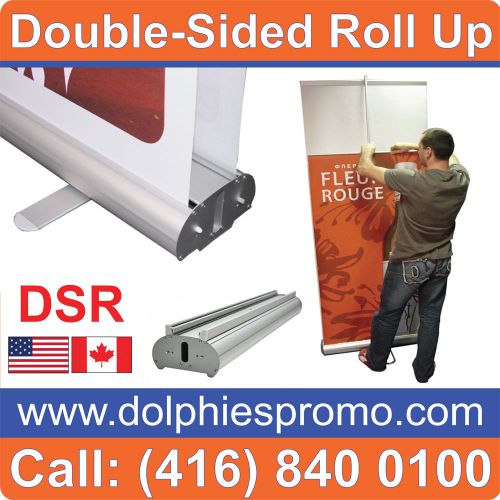 2 SETS - 36&#034; Wide DOUBLE-SIDED Retractable Banner Trade Show Stand Durable Bases
