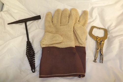 Vintage Craftsman Welding Accessory Kit, Gloves, Chipping Hammer, Locking Clamp
