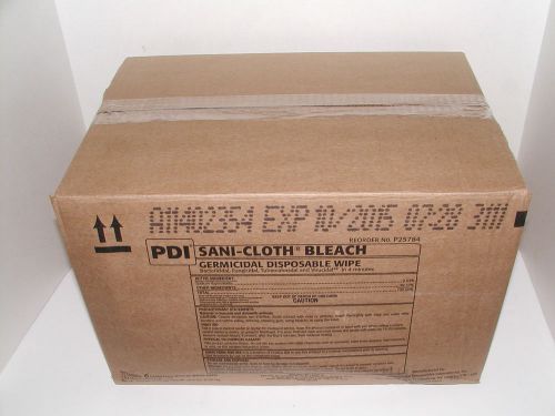 1 CASE OF 6 CANISTERS OF EXTRA LARGE PDI SURFACE WIPES SANI-CLOTH WITH BLEACH