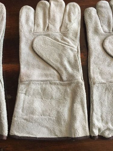 Lot of 4 new 12&#034; leather cowhide welding gloves protect hands tool welder right for sale