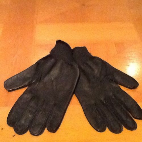 Gloves leather / knitt - M &#034;medium&#034; - black - police  uniform search equipment.