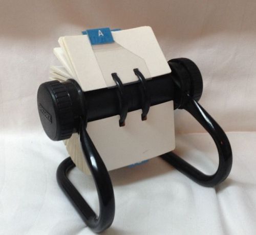 CLASSIC Black ROLODEX SPINDLE CARD FILE A-Z System w/ Cards
