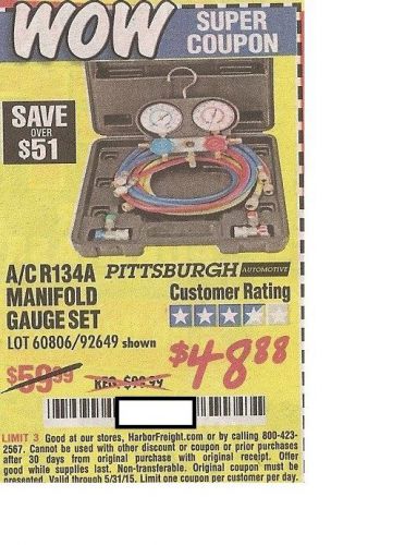 Harbor Freight COUPON Pittsburgh Automotive A/C R134A Manifold Gauge Set $AVE $$