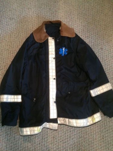 EMS navy blue, size XL response coat with Star of Life emblems.