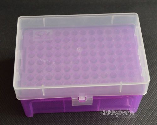 1pcs purple 200?l Microliter Pipettor Tips Rack Holder Box Case 96 Holes for Lab