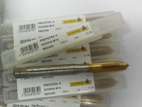 PROTOTYP Prototex H M10 Metric Tin Coated 3 Flutes Spiral Point Tap 10MM