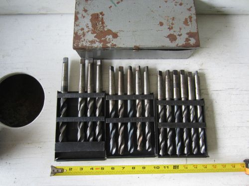 Large drill bit set 15 bits 33/64&#034; thru 3/4&#034; various makes made in usa for sale