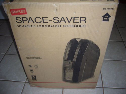 NEW Staples space saver cross cut document paper shredder 10 sheet /  page
