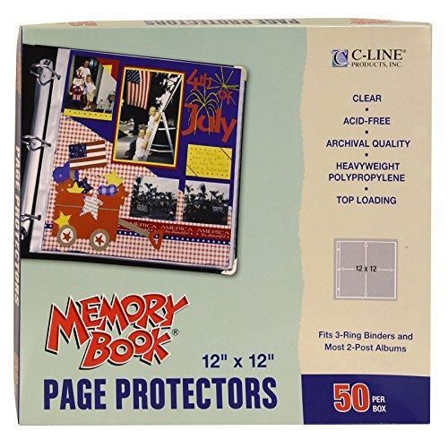 C-Line Memory Book 12 x 12 Inch Scrapbook Page Protectors, Clear Poly, Top New