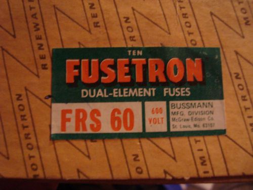 New box of 10pcs fusetron frs 60 frs60 60 amp class k5 time delay fuse for sale