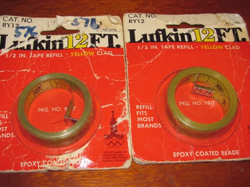 LOT OF 2 NEW LUFKIN REPLACEMENT 12&#034; MEASURING TAPE / BLADE ,YELLOW , 1/2&#034; , RY12