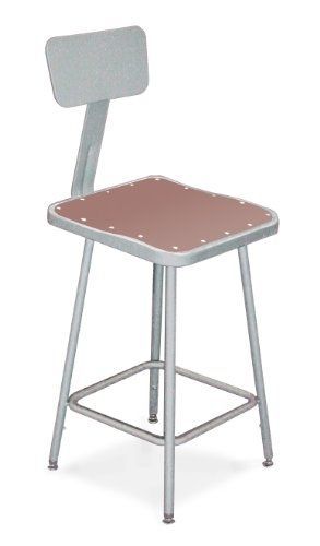 National Public Seating 6318HB Steel Stool with Square Hardboard Seat Adjustable