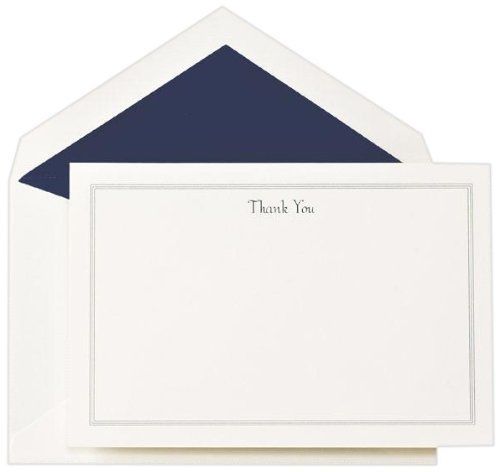Crane &amp; Co. Navy Triple Hairline Thank You Card (CT3304)