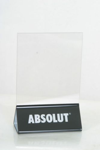 Absolut 4 5/8 W x 7 1/8 H  Upright Table Tent Clear Acrylic Sign Holders - NOS