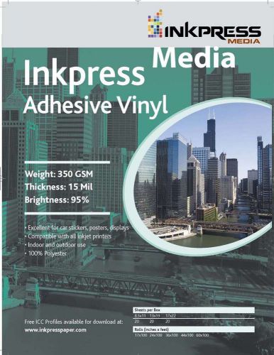 INKPRESS MEDIA AV4460,350GSM,13MIL, 95 Percent Bright, Photo Paper (#AV4460), Ne