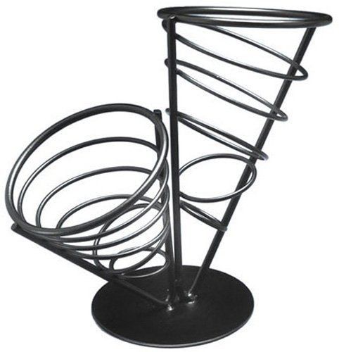 American Metalcraft FCB22 Wrought Iron 2-Cone Conical Bread Basket, 9-1/2-Inch