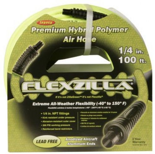 Legacy hfz14100yw2 flexzilla 1/4&#034; x 100&#039; hybrid air hose (1/4&#034; mnpt ends) for sale
