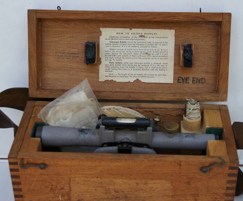 Sears Surveyors transit in a nice wooden box with plumb bob PN. 789.46212