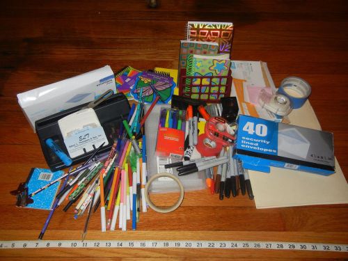 SCHOOL OFFICE SUPPLIES Lot Pens Marker Sharpies Tape Notebook Paper envelopes