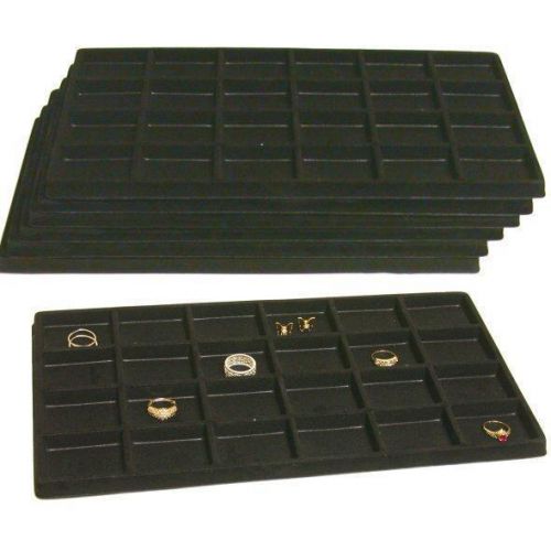 7 Black Flocked 24 Compartment Display Tray Inserts