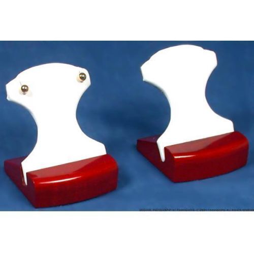 2 White Earring Displays with Rosewood Finish