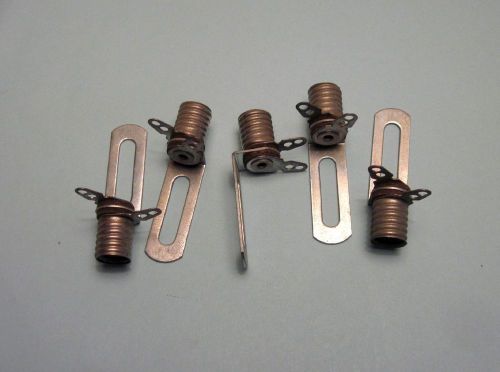 Lot of 5 Vintage Metal Threaded mini bulb holders sockets