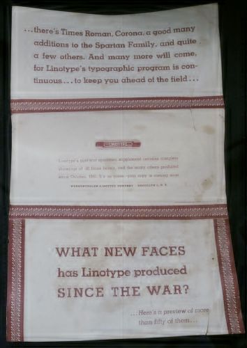 1940s Post-WWII Mergenthaler Linotype New Typefaces Advertising Brochure