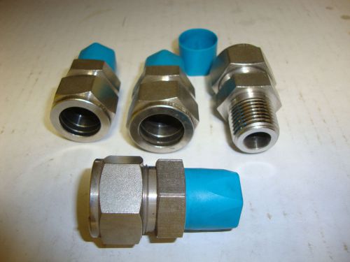 (4) NEW SWAGELOK SS-1210-1-12RT 3/4&#034; TUBE X 3/4&#034; MALE ISO TAPERED UNION FITTING