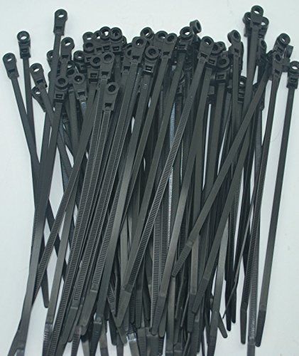 100 PERFECT VISION BLACK MOUNTING HOLE CABLE TIE ZIP WRAPS 7&#034; SATELLITE/CABLE CT