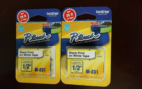 [LOT OF 2]Genuine BROTHER P-Touch M231 Series Cartridge, 1/2w, Black on White