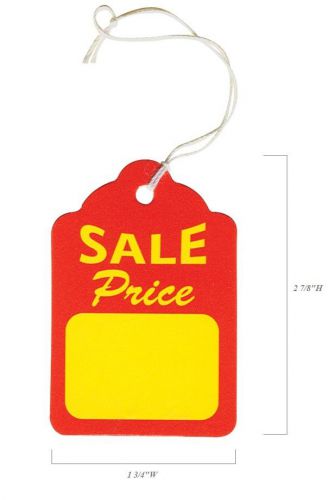 LOT OF 100 JEWELRY SALE SIGN SALE PRICE TAGS SALE SALE PRICE TAG w/STRING 2 7/8&#034;