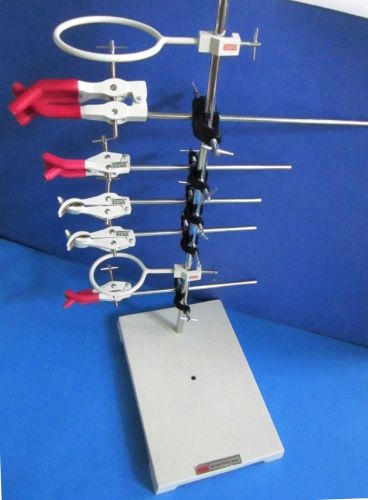 Extra heavy 12&#034; x 8&#034; x 36&#034; lab stand w/ stainless steel rod &amp; clamps etc kit for sale