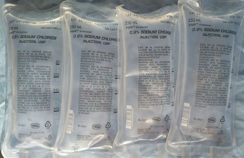 Sodium Chloride 0.9% Saline 250mL (4) Count Expires February 2017