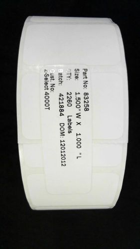 Zebra z-select 4000t thermal transfer paper labels printing 1.5&#034;x1&#034; 2260 white for sale