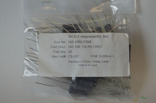 QTY 50 RCD 160-1002-FBW Hole Resistor 100 Series 10 kohm, 5 W, ± 1%, 400 V, A