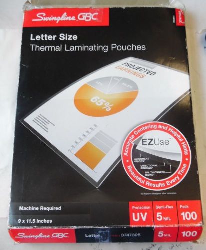 Swingline GBC EZUse Thermal Laminating Pouches, Letter Size, 5mil     K706