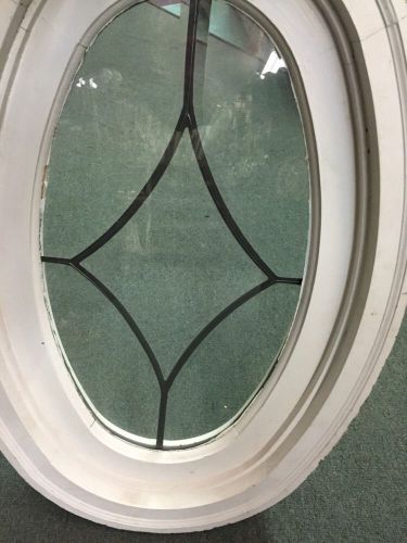 Double Pane Leaded Glass Oval Window In Frame 34x22&#034;